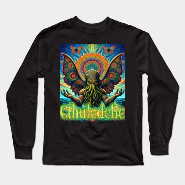 Cthuledelic - Enlightened Cthulhu Rises Long Sleeve T-Shirt by Boffoscope